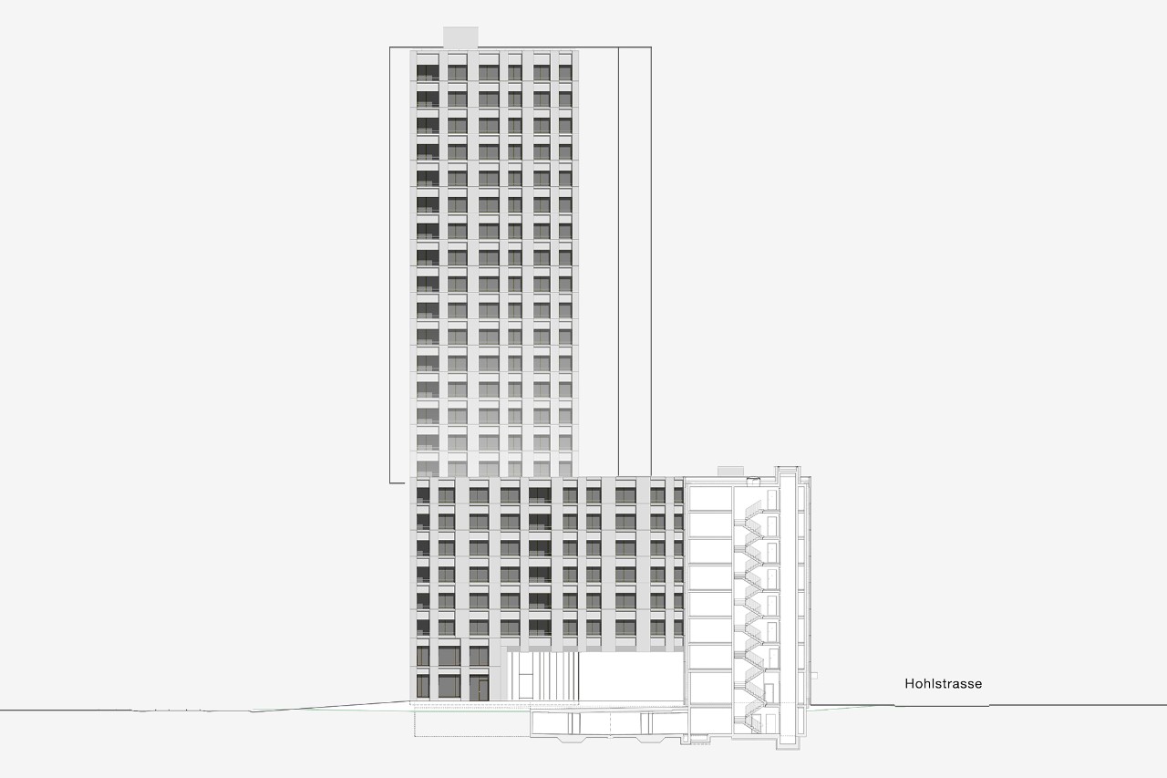 Fassadenschnitt Wohnsiedlung Letzi (© Gut & Schoep Architekten GmbH)